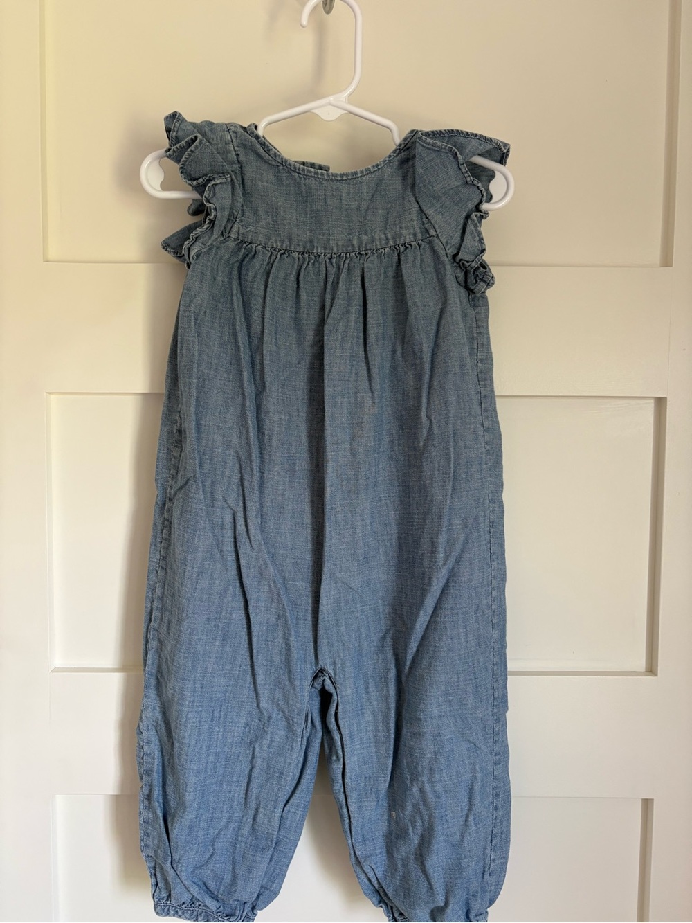 Ralph Lauren Light Blue Chambray Ruffle Romper